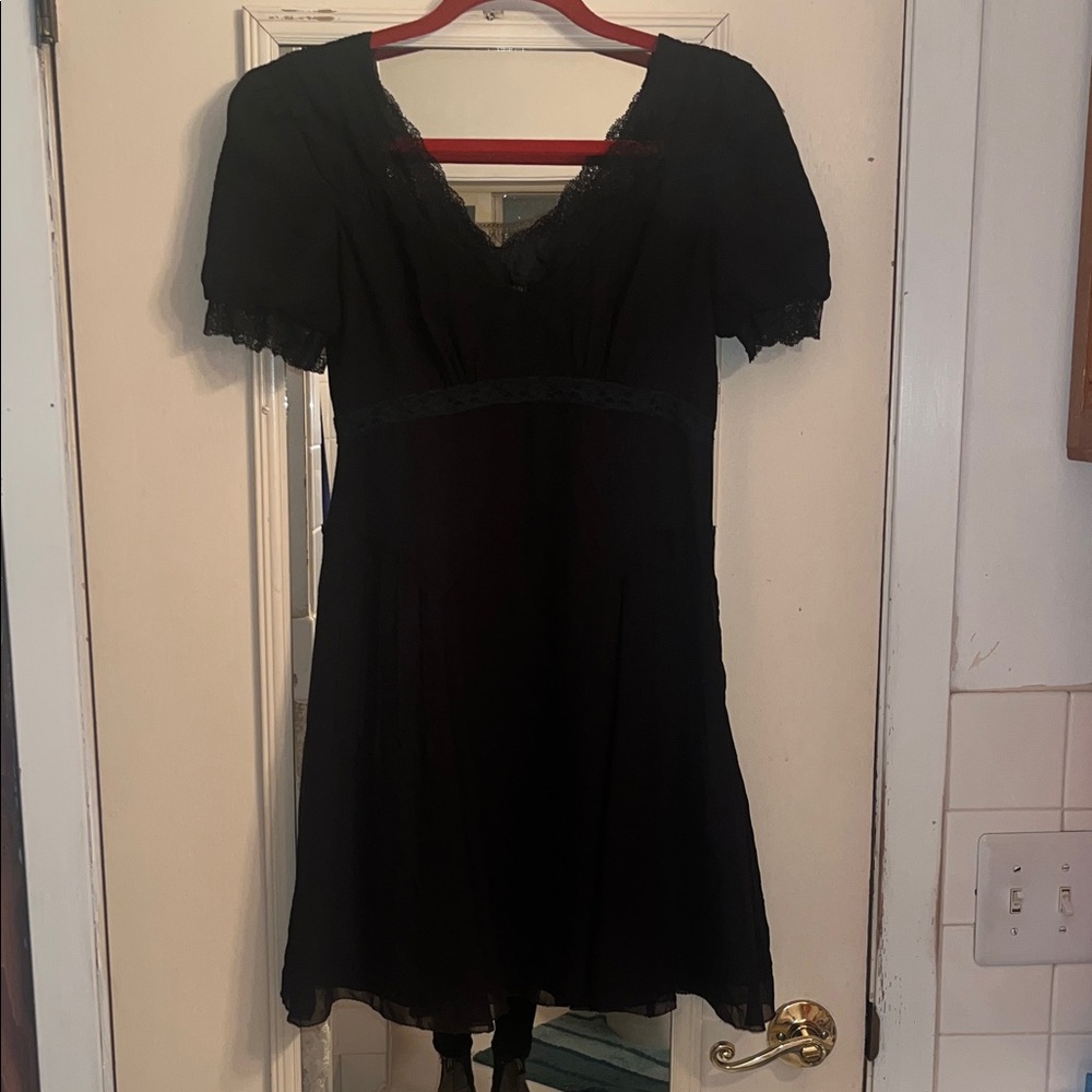 Jill Stuart Black Lace Trimmed Mini Dress